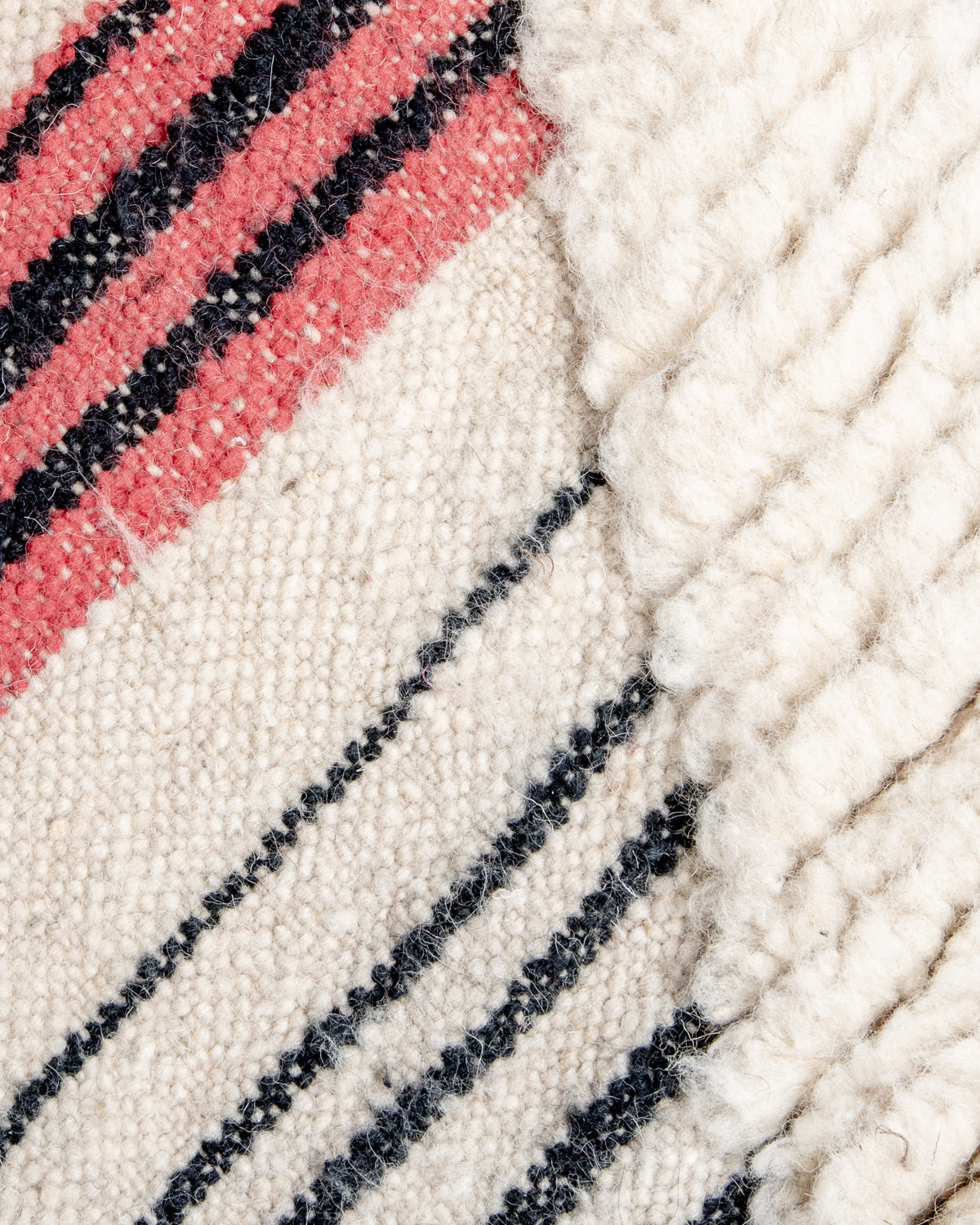 Modern, designer, handcrafted Berber runner rug from Morocco. Beniourain carpet with beautiful colours and patterns and fluffy wool texture.